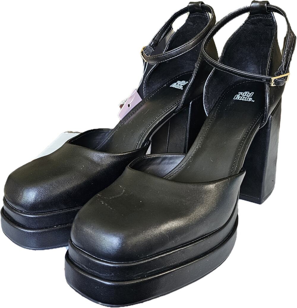 NWT Black Mary Jane Platform Chunky Blocky  Shoes Goth Retro Witch Hipster 9.5